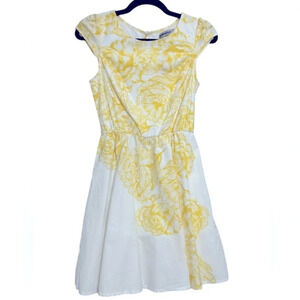Adorable vintage yellow cap sleeve floral dress size small excellent condition​